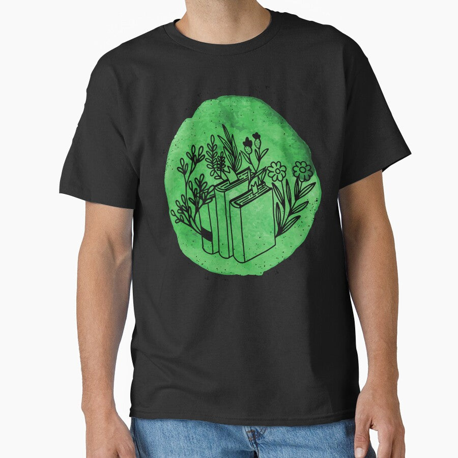 Open Book With Flowers Aesthetic Green by wowshopmw T-Shirts, Hoodie, Sweatshirt | BlankRebels.com (Image 1)