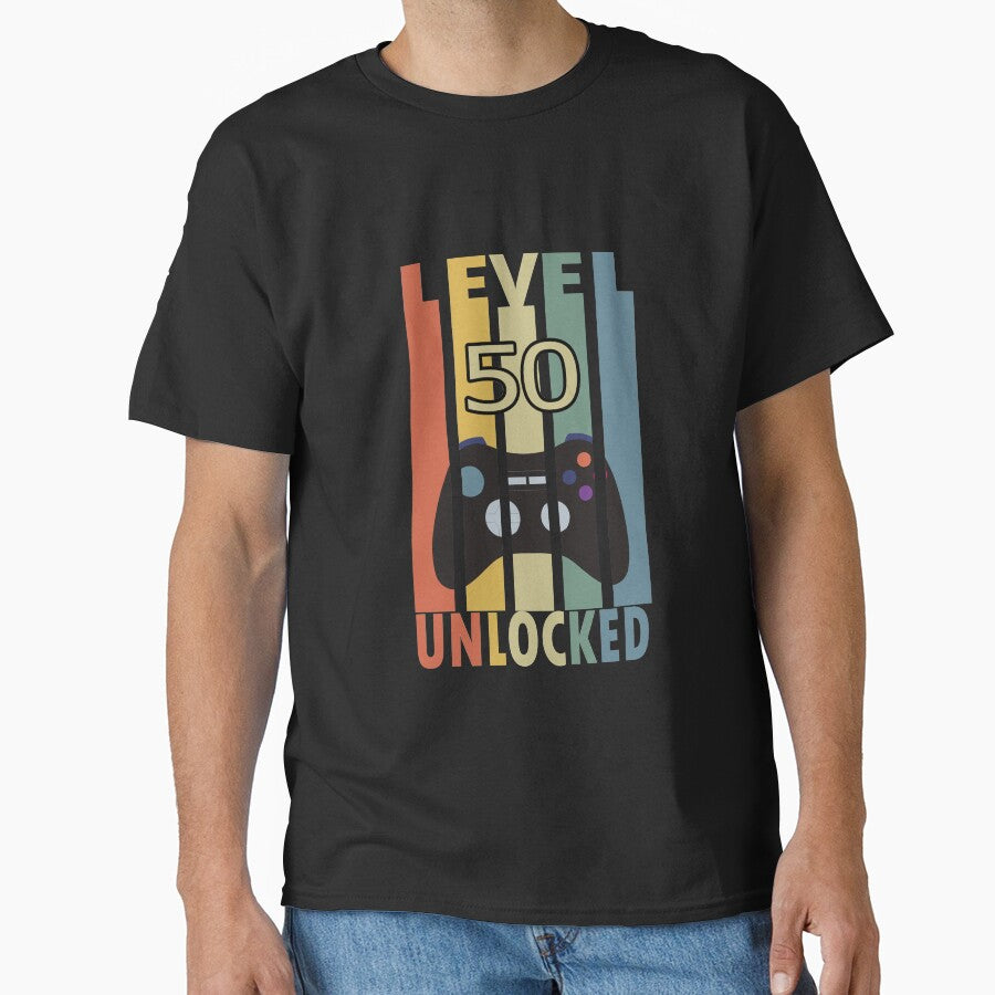Level 50 Unlocked Vintage Gaming Retro 50th Birthday Gift by TDesignFactory T-Shirts, Hoodie, Sweatshirt (Image 1)