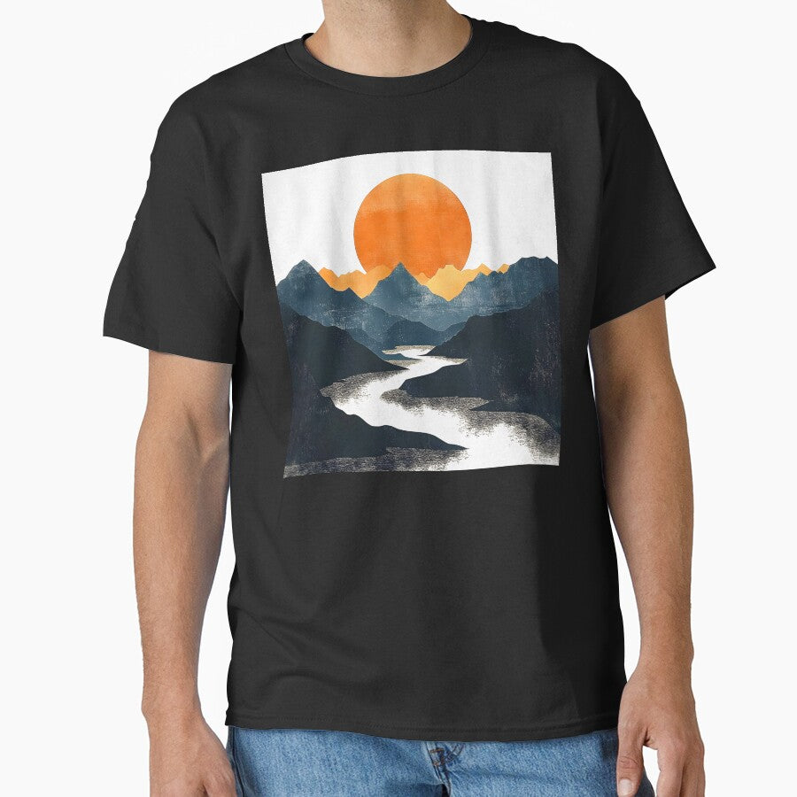 Boho Abstract Landscape: Mountain Sunset Modern Contemporary Art by DEC02