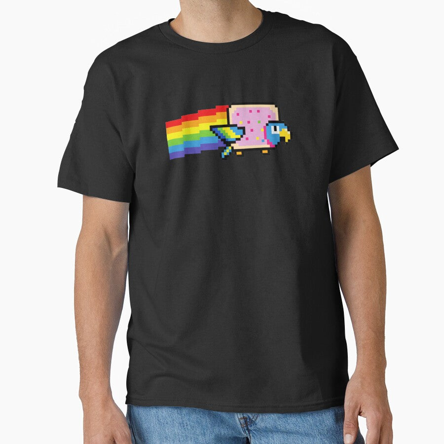 Pixel Rainbow Flying Bird Pixel Art Retro Style by JEFDodsonArt T-Shirts, Hoodie, Sweatshirt | BlankRebels.com (Image 1)