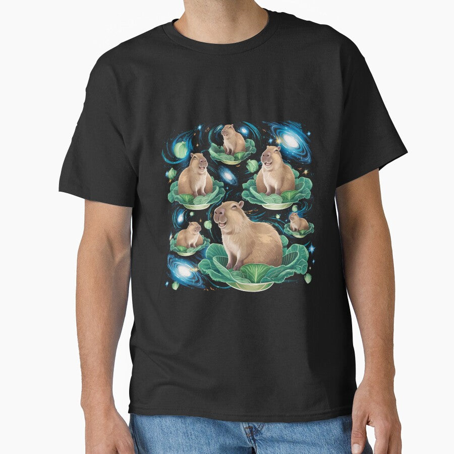Space Capybara Favorite Cabbage, Galaxy Capybaras by Damcoc