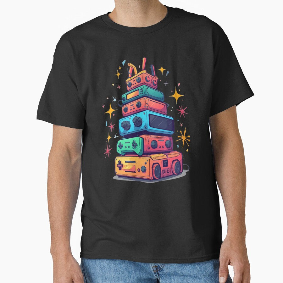 Retro Gaming Consoles Stack Nostalgic Video Game Era T-Shirts, Hoodie, Sweatshirt
