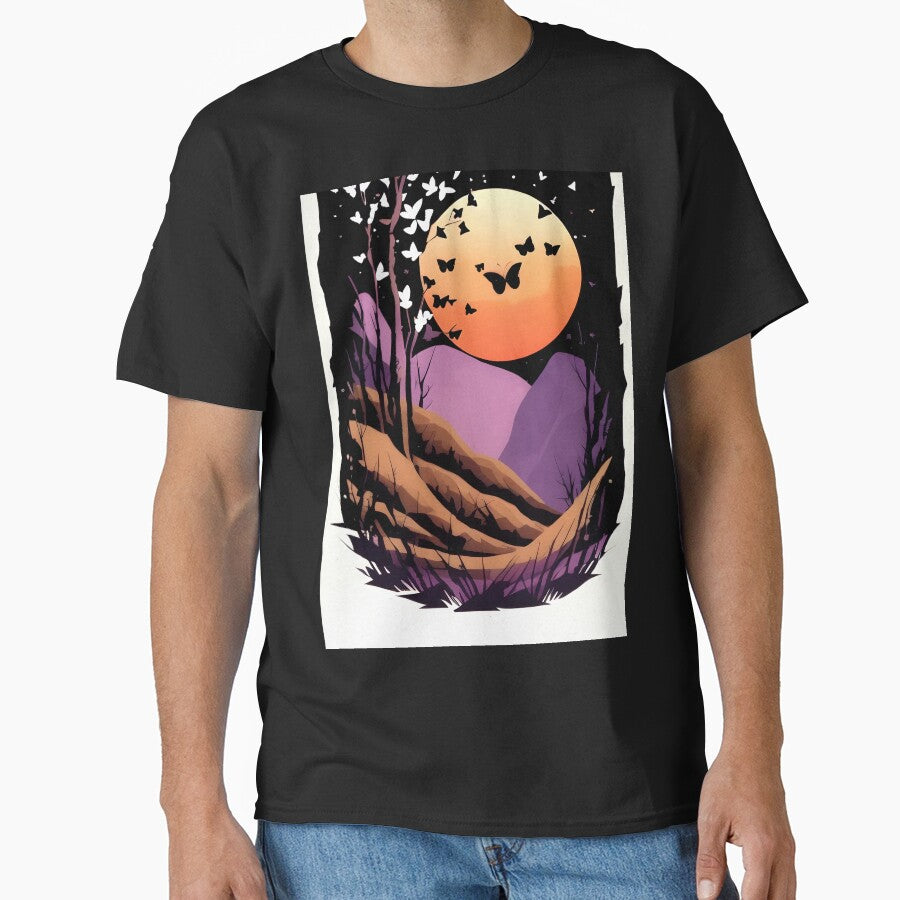 Minimalist Landscape Butterfly: A Stunning Addition to Your Home Decor by supeart T-Shirts, Hoodie, Sweatshirt (Image 1)