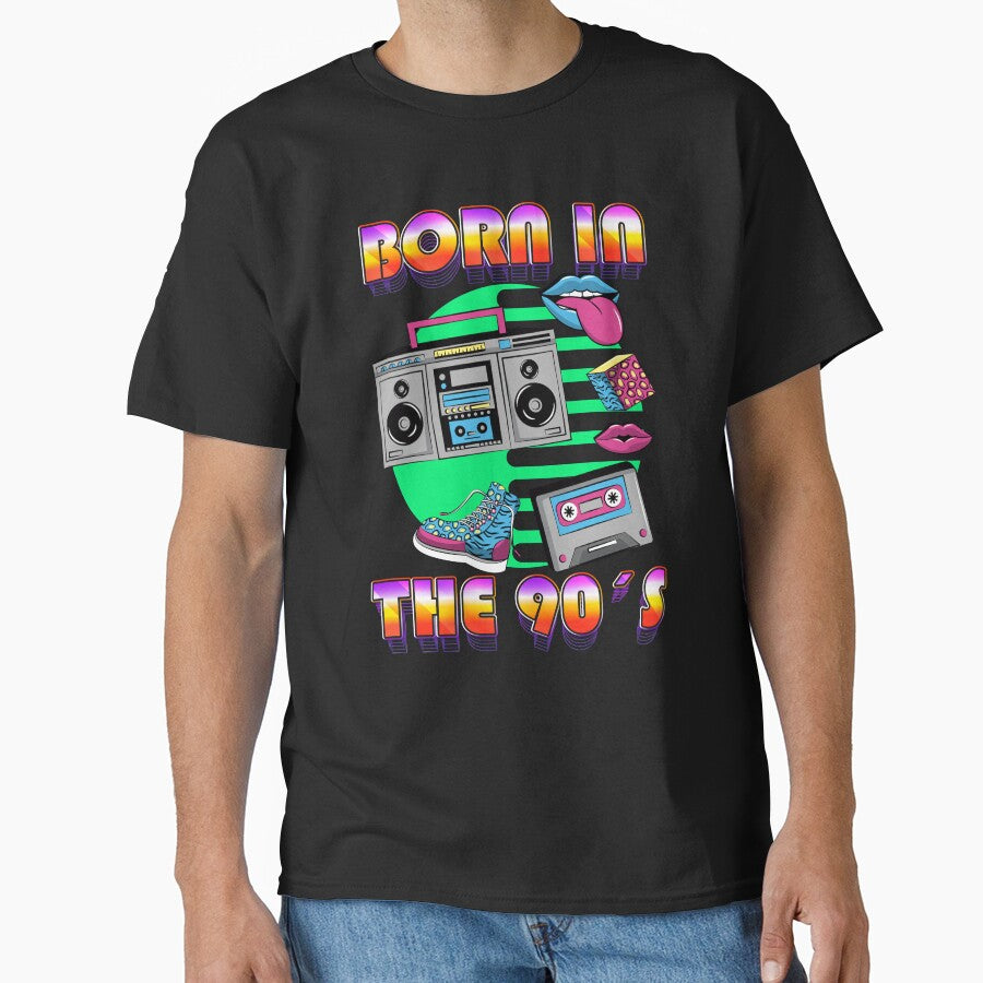 Born in the 90s Retro Gift idea for 30th birthday T-Shirt by Músico Ilustre Hoodie, Sweatshirt | BlankRebels.com (Image 1)