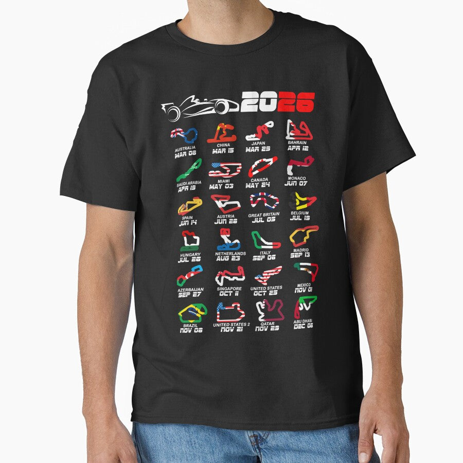 Calendar Formula race cars 2026 circuits colors v2 by ideasfinder T-Shirts, Hoodie, Sweatshirt | BlankRebels.com (Image 1)