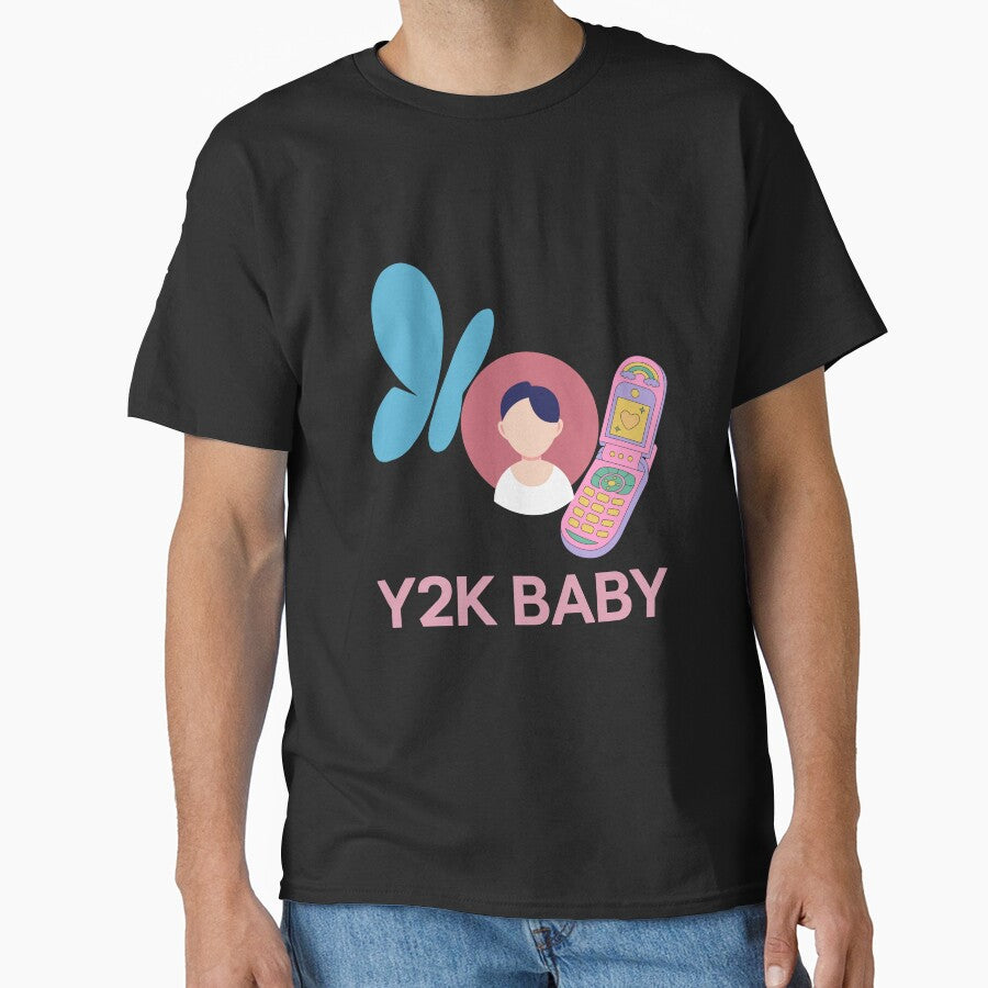 Y2K Baby T-Shirt – Nostalgic Flip Phone and MSN Butterfly Graphic Tee by Dee Vide Prints Hoodie, Sweatshirt (Image 1)