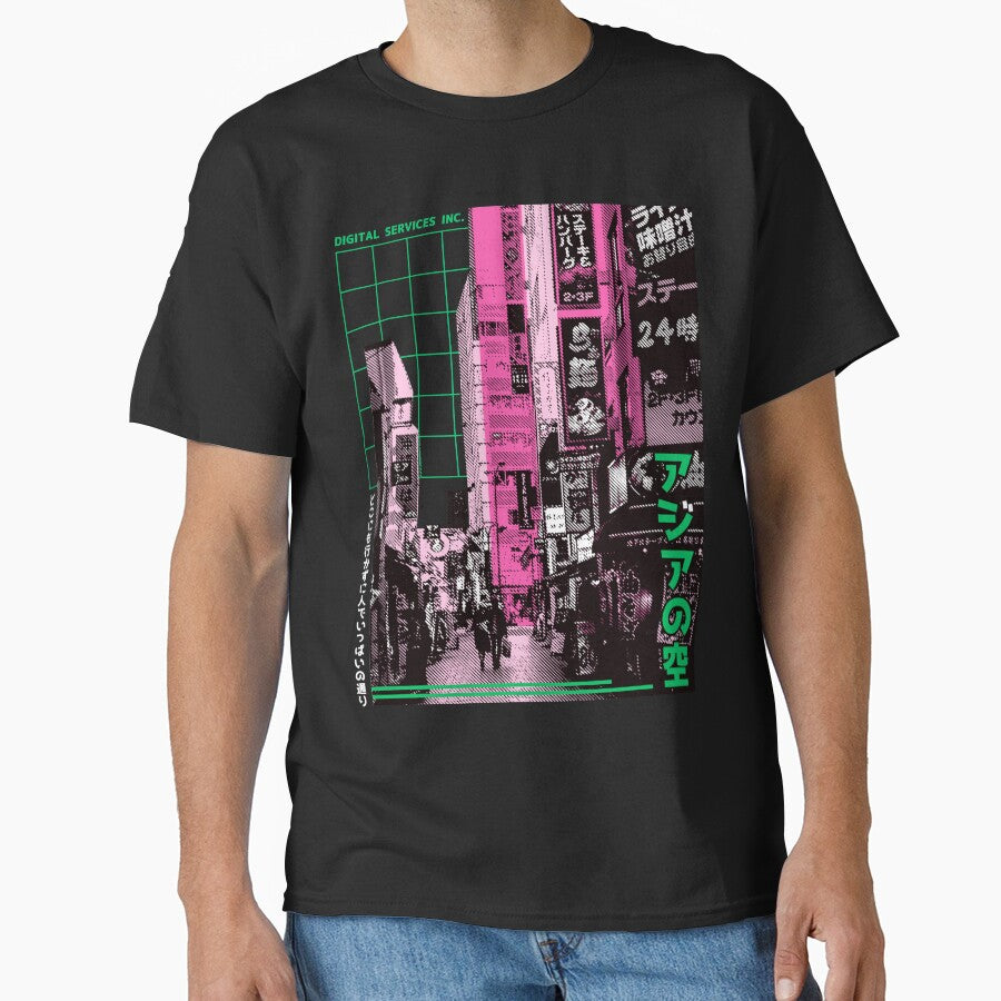 Vaporwave Cyberpunk Japanese Neon City by OWLvision33 T-Shirts, Hoodie, Sweatshirt | BlankRebels.com (Image 1)