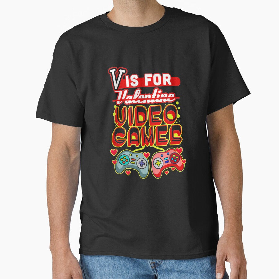 V Is For Valentine Video Games Funny Valentine For Gamers by ninapfvu T-Shirts, Hoodie, Sweatshirt (Image 1)