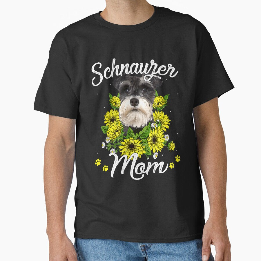 Womens Dog Mom Mother's Day Gift Sunflower Schnauzer Mom by frontvernacular T-Shirts, Hoodie, Sweatshirt (Image 1)