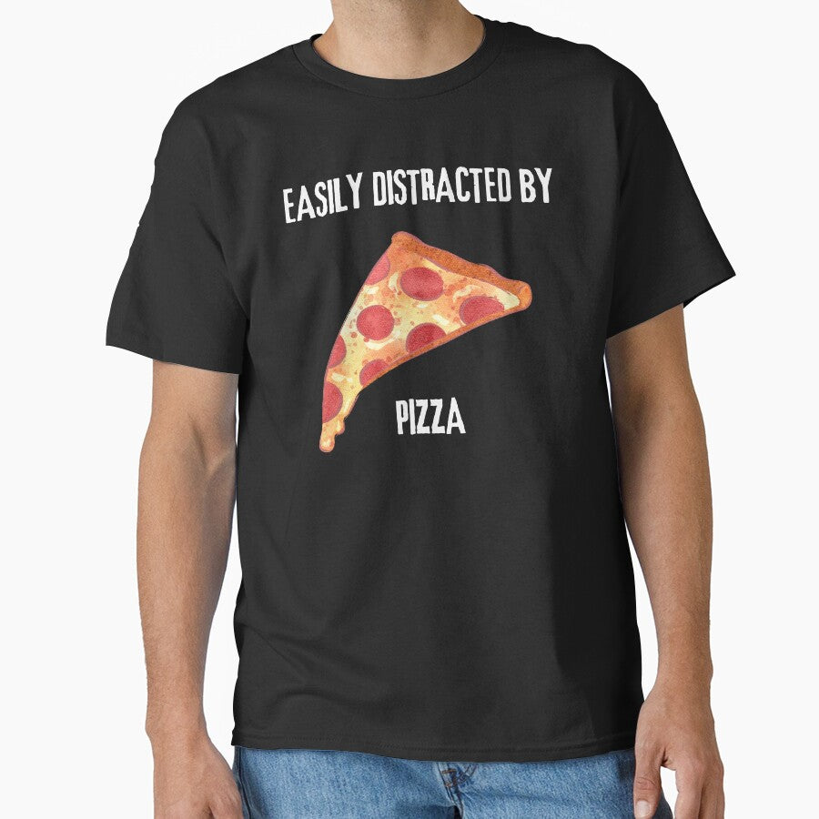 Easily Distracted By Pizza by DesignByJMc T-Shirts, Hoodie, Sweatshirt | BlankRebels.com (Image 1)