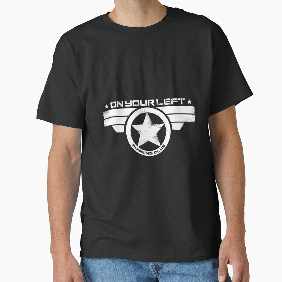 On Your Left Running Club Distressed Print by ABORIKA T-Shirts, Hoodie, Sweatshirt | BlankRebels.com (Image 1)