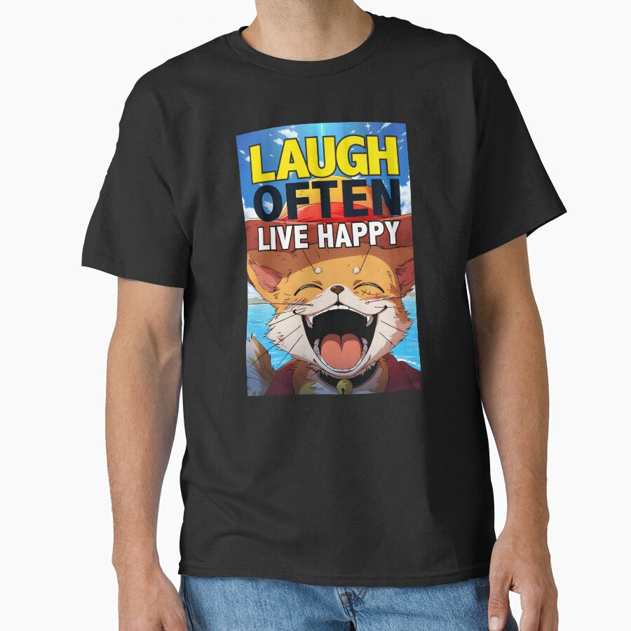 Cowboy Cat Laugh Often Live Happy by Oh-Clap T-Shirts, Hoodie, Sweatshirt | BlankRebels.com (Image 1)