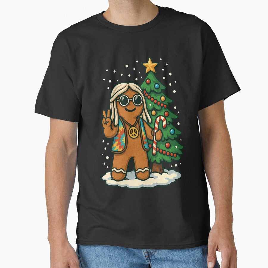 Hippie Christmas Gingerbread Man 70s Men Women Hippie by BlueBerry-Pengu T-Shirts, Hoodie, Sweatshirt (Image 1)