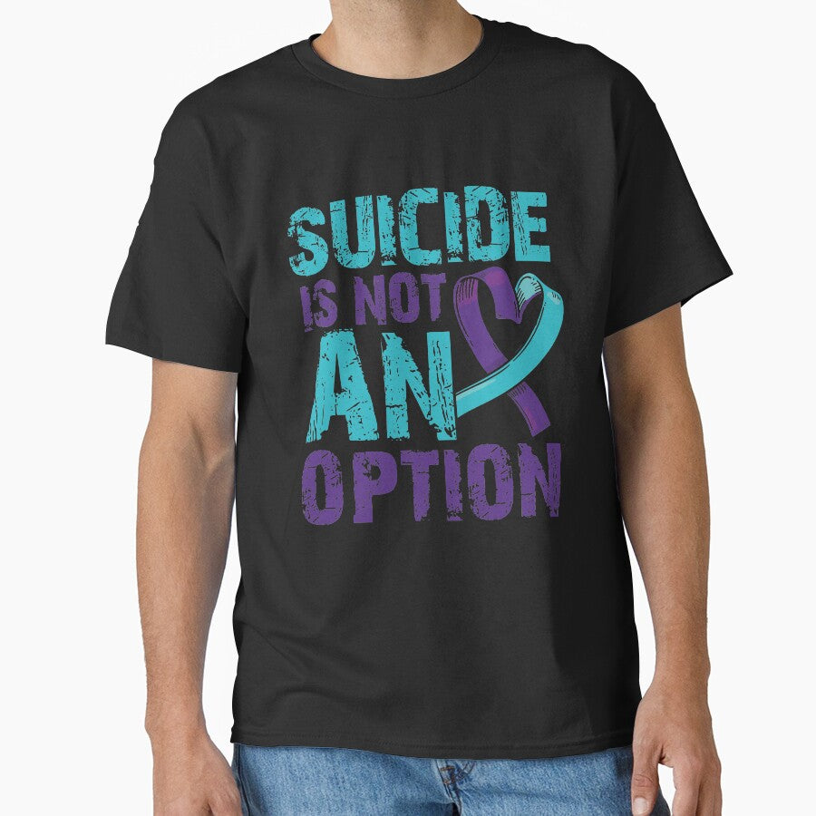 Suicide is NOT an Option T-shirt Suicide Prevention T-shirt Purple and Blue Ribbon T-shirt by Maindy Hoodie,... (Image 1)