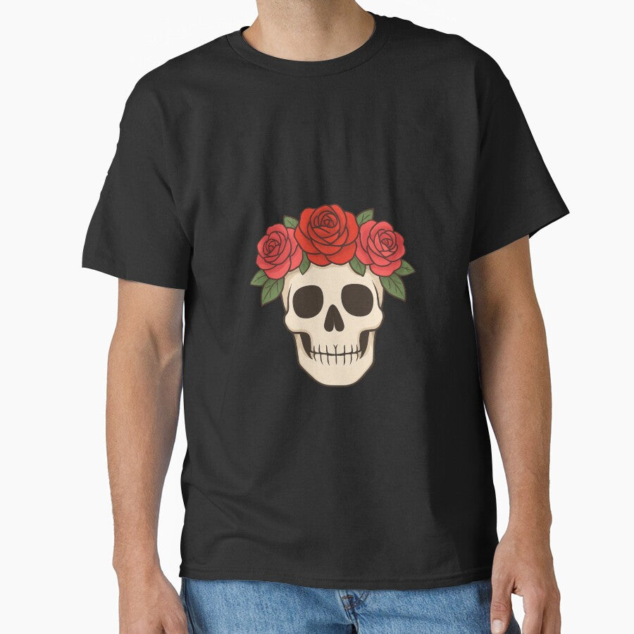 Rose Crown Skull – Front View Floral Skull Design by ColorSplash123 T-Shirts, Hoodie, Sweatshirt | BlankRebels.com (Image 1)