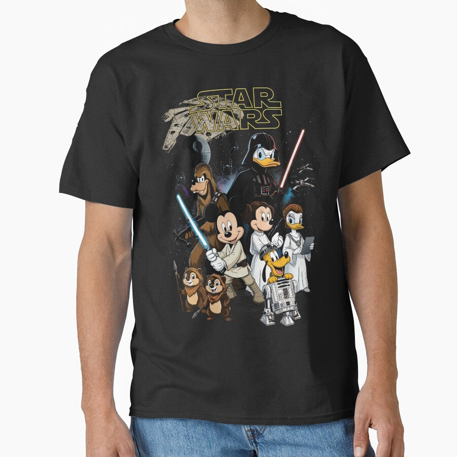 Retro Cartoon Space Saga Jedi Friends T-Shirt | Vintage Sci-Fi Parody Graphic Tee by maitivi Hoodie, Sweatshirt (Image 1)