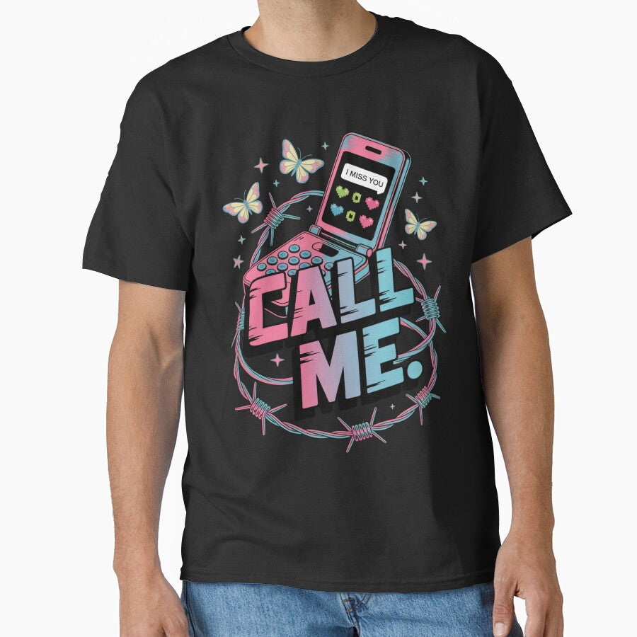 Call Me Flip Phone I Miss You Barbed Wire Butterfly Valentine's Day by DarylWelsh2024 T-Shirts, Hoodie, Sweatshirt (Image 1)