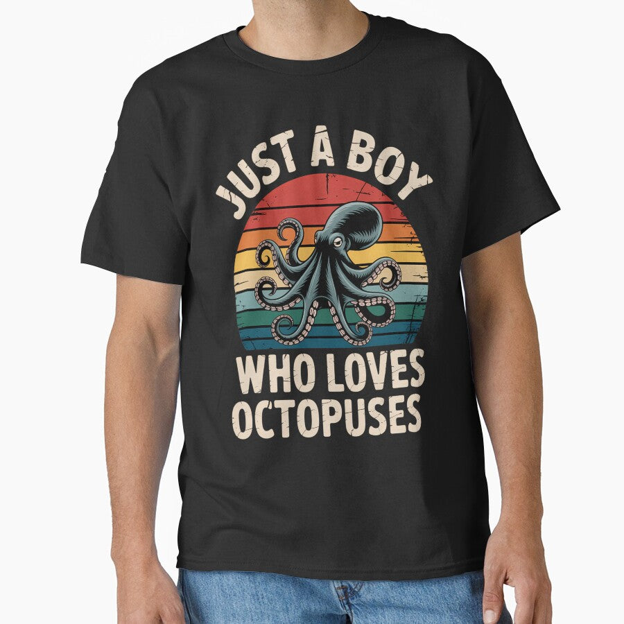 Octopus Just A Boy Who Loves Sea Animals by sterabamineh T-Shirts, Hoodie, Sweatshirt | BlankRebels.com (Image 1)