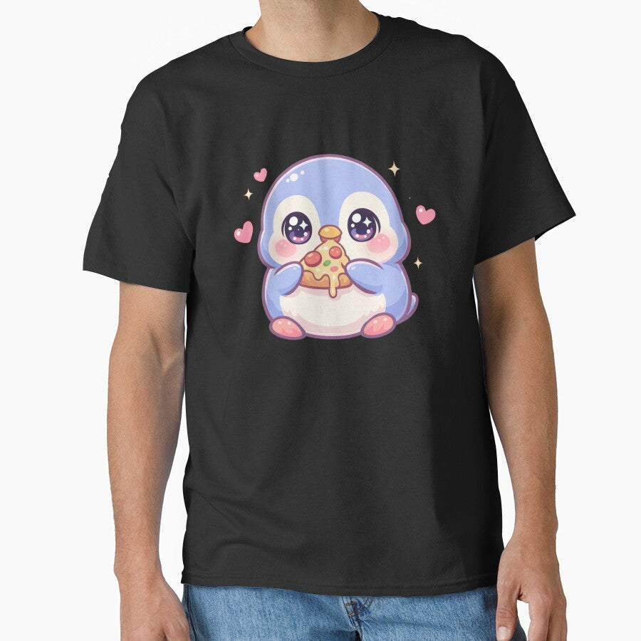 Cute blue penguin eating pizza by trendie-tees Hoodie, Sweatshirt | BlankRebels.com (Image 1)