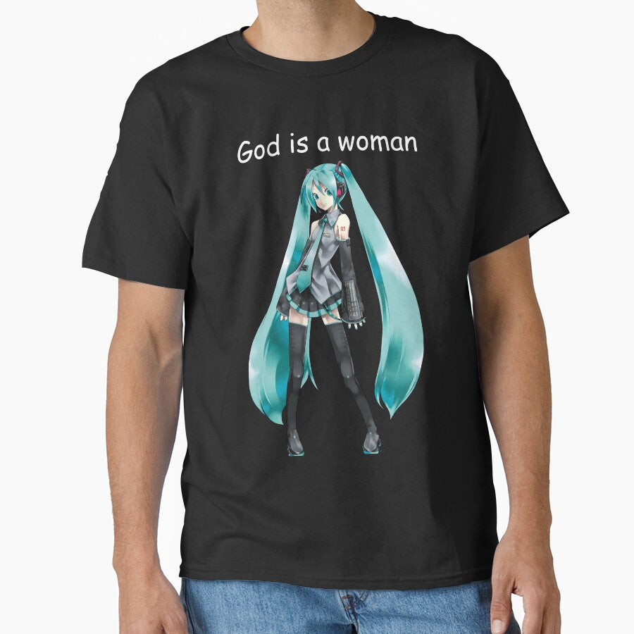 Miku Hatsune, God is a woman (White text) by BaosaiStitch