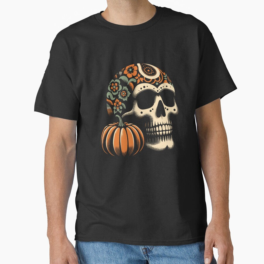 Cool Halloween Skull In Retro Art Style Halloween by taaddison50 T-Shirts, Hoodie, Sweatshirt | BlankRebels.com (Image 1)