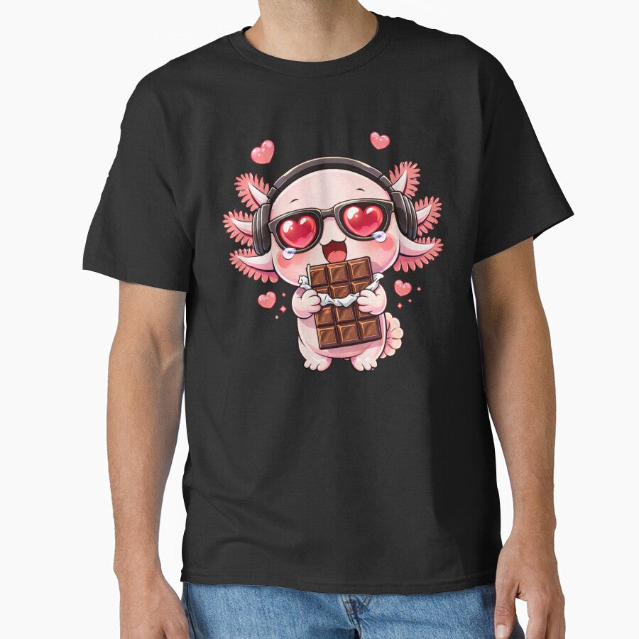 Chocolate Lover Axolotl – Cute Kawaii Axolotl Holding Chocolate Chibi Anime Dessert Design by ColorSplash123... (Image 1)