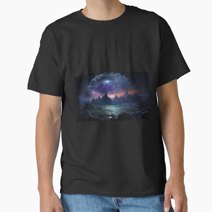 Dark Fantasy Landscape Orbiting Black Hole T-Shirts, Hoodie, Sweatshirt