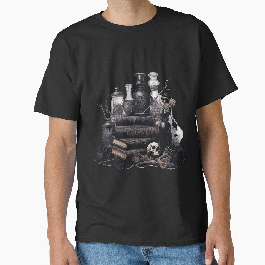 Dark academia skull and books and potions by SunMoonMilk T-Shirts, Hoodie, Sweatshirt | BlankRebels.com (Image 1)