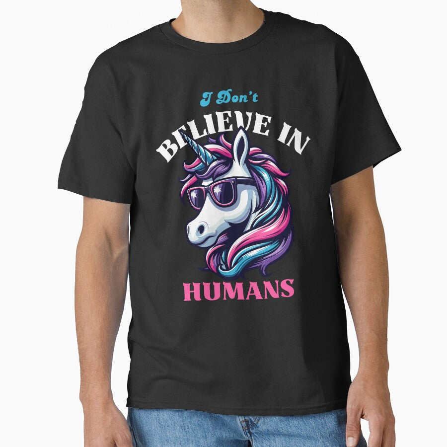 I Don't Believe In Humans - Sarcastic Unicorn by Kawaii-n-Spice T-Shirts, Hoodie, Sweatshirt | BlankRebels.com (Image 1)