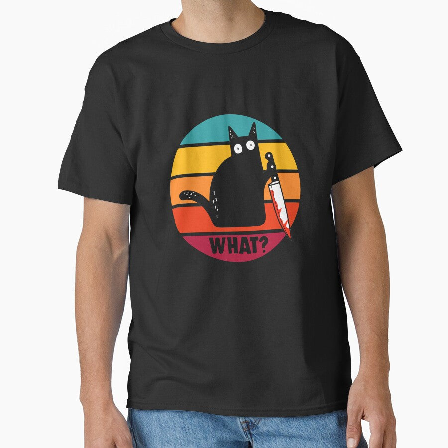 Cat What? Funny Murderous Black Cat With Knife by enjoytheshirt