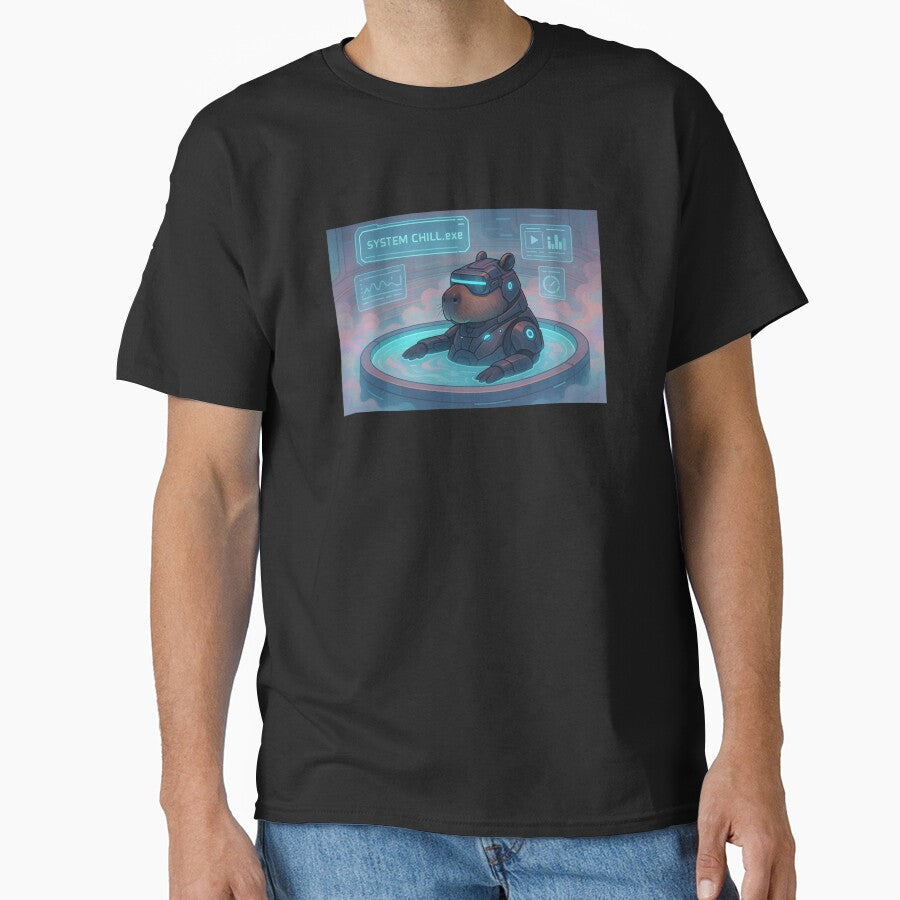 Cyber Capybara Relaxing in Virtual Hot Tub by SassyArtistry T-Shirts, Hoodie, Sweatshirt | BlankRebels.com (Image 1)