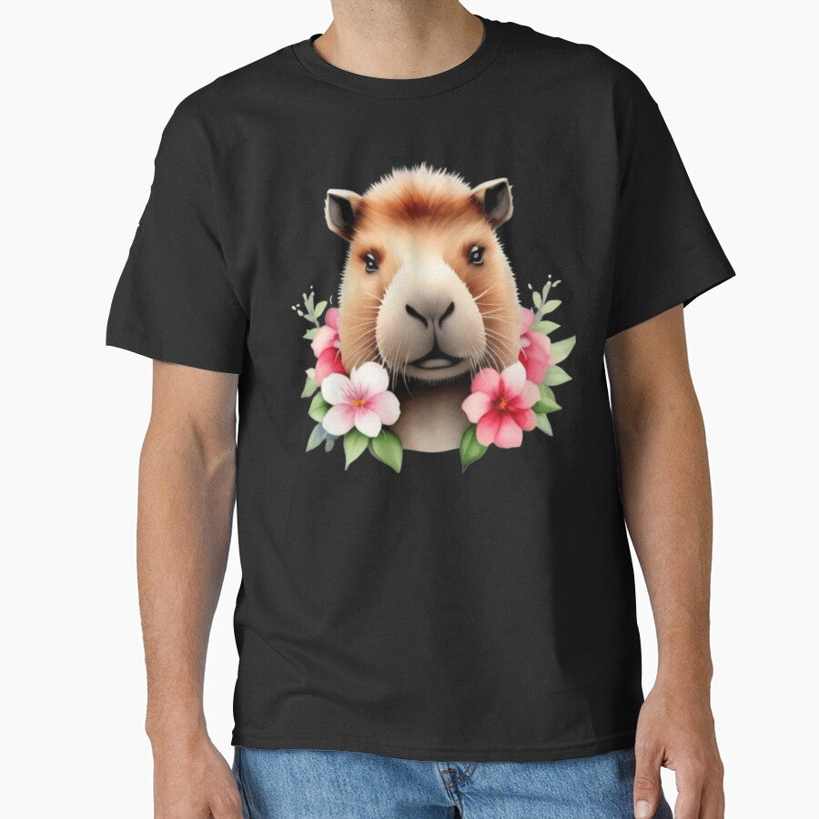 Cute capybara and flowers by Roxburylane T-Shirts, Hoodie, Sweatshirt | BlankRebels.com (Image 1)