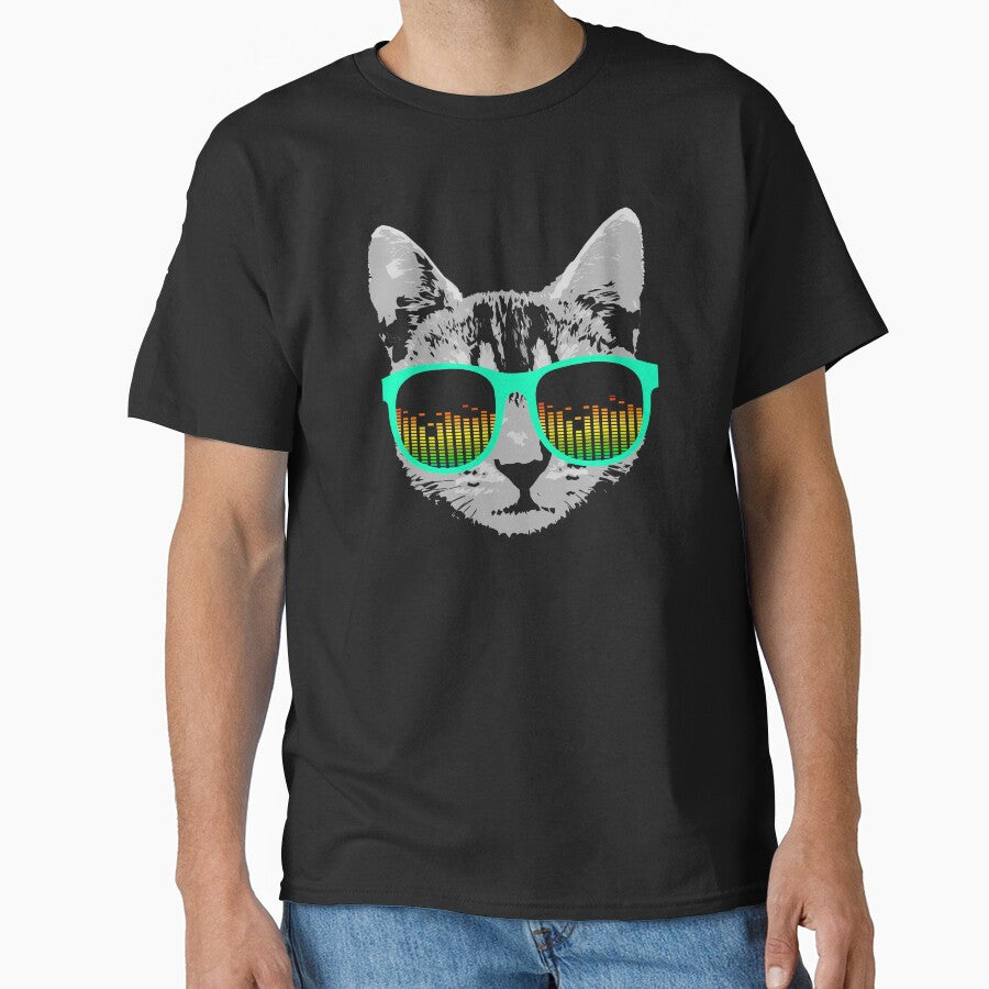 Funny Music Cat with Glasses by ROBOTFACE T-Shirts Hoodie, Sweatshirt | BlankRebels.com (Image 1)