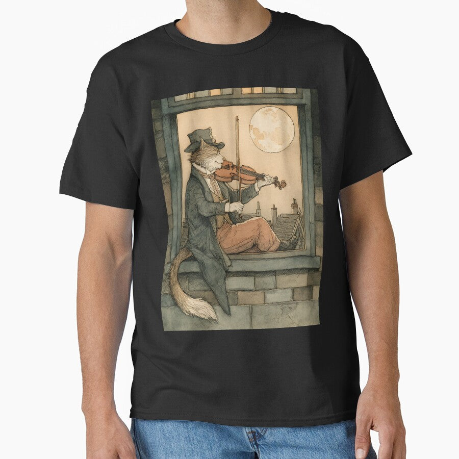 Dark Academia Art: Serenade Cat by bapupa T-Shirts, Hoodie, Sweatshirt | BlankRebels.com (Image 1)