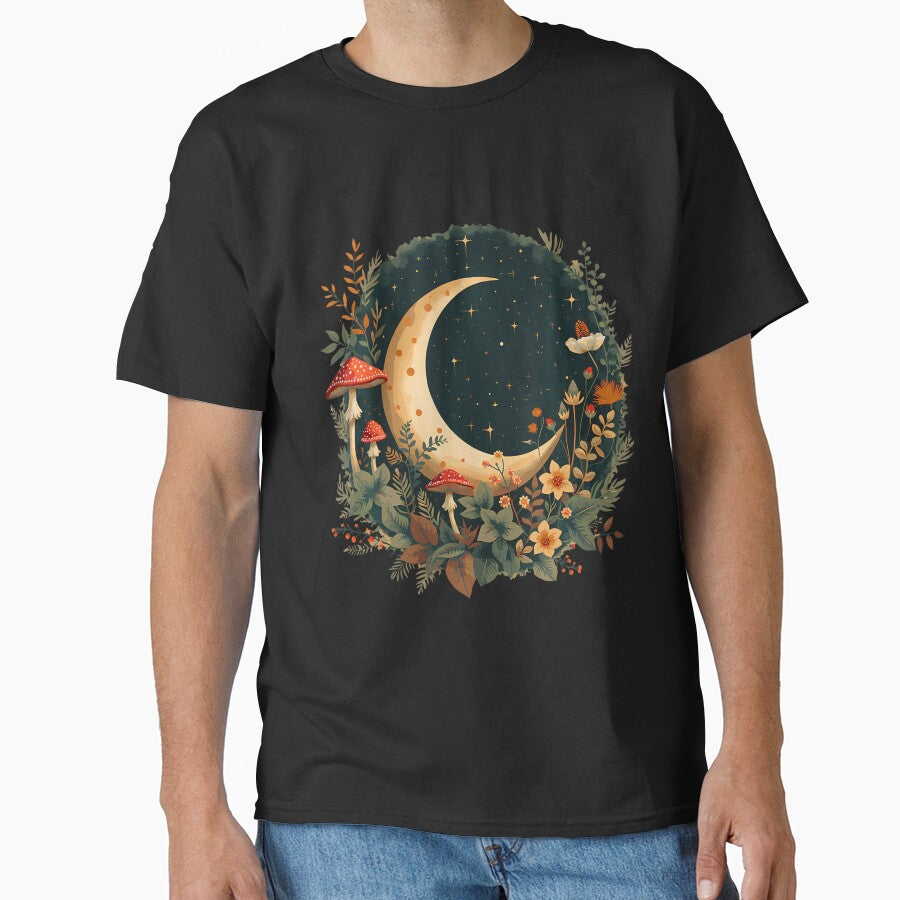 Cottagecore Botanical Moon Mushrooms by ragillthiague T-Shirts, Hoodie, Sweatshirt | BlankRebels.com (Image 1)