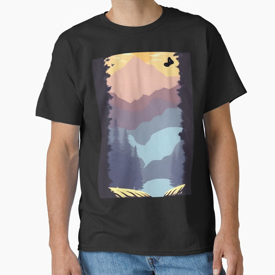 Find the Perfect Minimalist Landscape Mountain Trees Print for Your Personal Style by supeart T-Shirts, Hoodie,... (Image 1)
