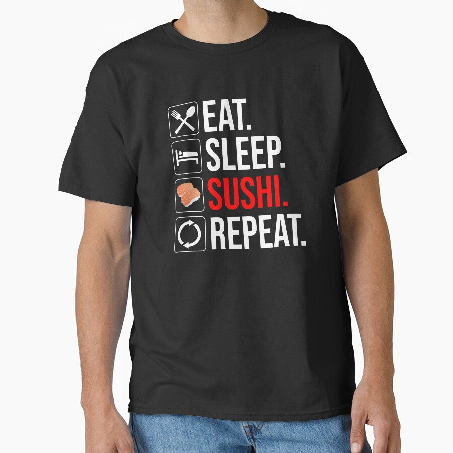 Eat. Sleep. Sushi. Repeat by Cat Lady Designs T-Shirts, Hoodie, Sweatshirt | BlankRebels.com (Image 1)