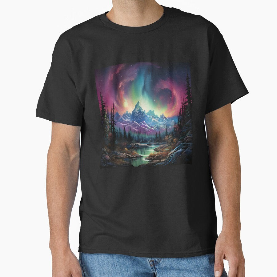 Aurora borealis light landscape 2 by Art by Lilia T-Shirts, Hoodie, Sweatshirt | BlankRebels.com (Image 1)