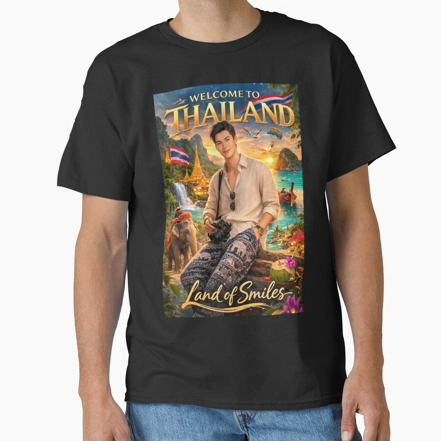 Welcome to Thailand – Land of Smiles | Tropical Travel Poster | Thai Culture & Bangkok Adventure Illustration by Inkora-Art