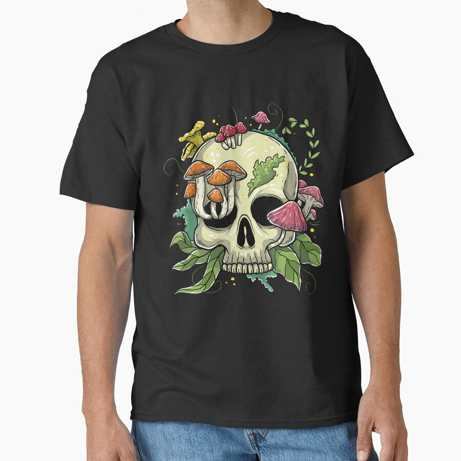 Mushroom Skull Skeleton Cottagecore Aesthetic Goblincore by LauraLydiaa T-Shirts, Hoodie, Sweatshirt (Image 1)