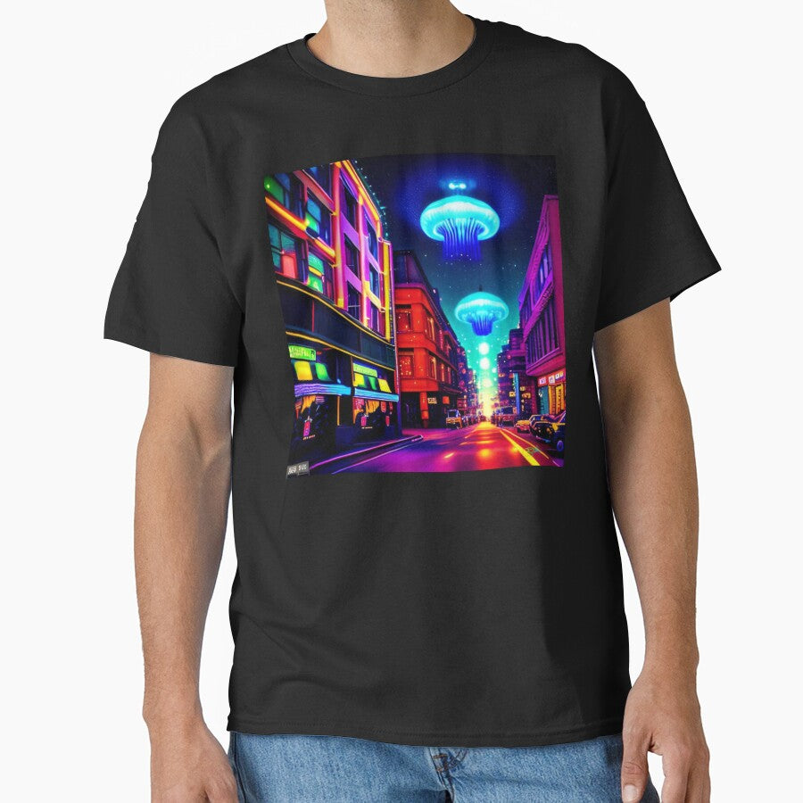 UFO Retro SciFi Dreamscapes 73 by AI Crypto Warlord T-Shirts, Hoodie, Sweatshirt | BlankRebels.com (Image 1)