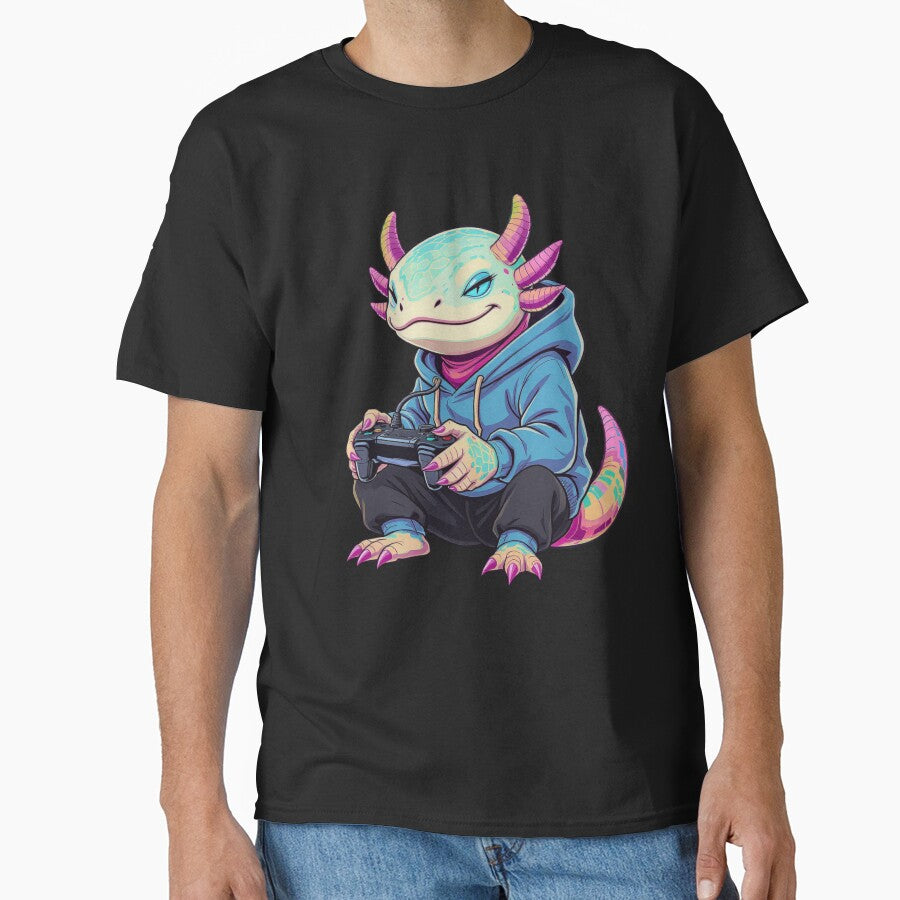 Gaming Axolotl (Pro Gamer) – Chill Gamer Aesthetic Illustration by ColorSplash123 T-Shirts, Hoodie, Sweatshirt (Image 1)