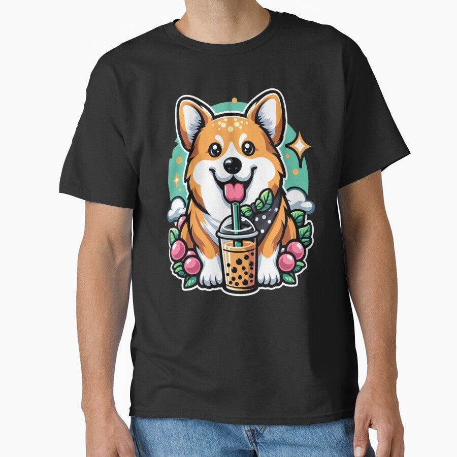 Corgi Dog With Bubble Tea Boba Tea by quinnteestore T-Shirts, Hoodie, Sweatshirt | BlankRebels.com (Image 1)