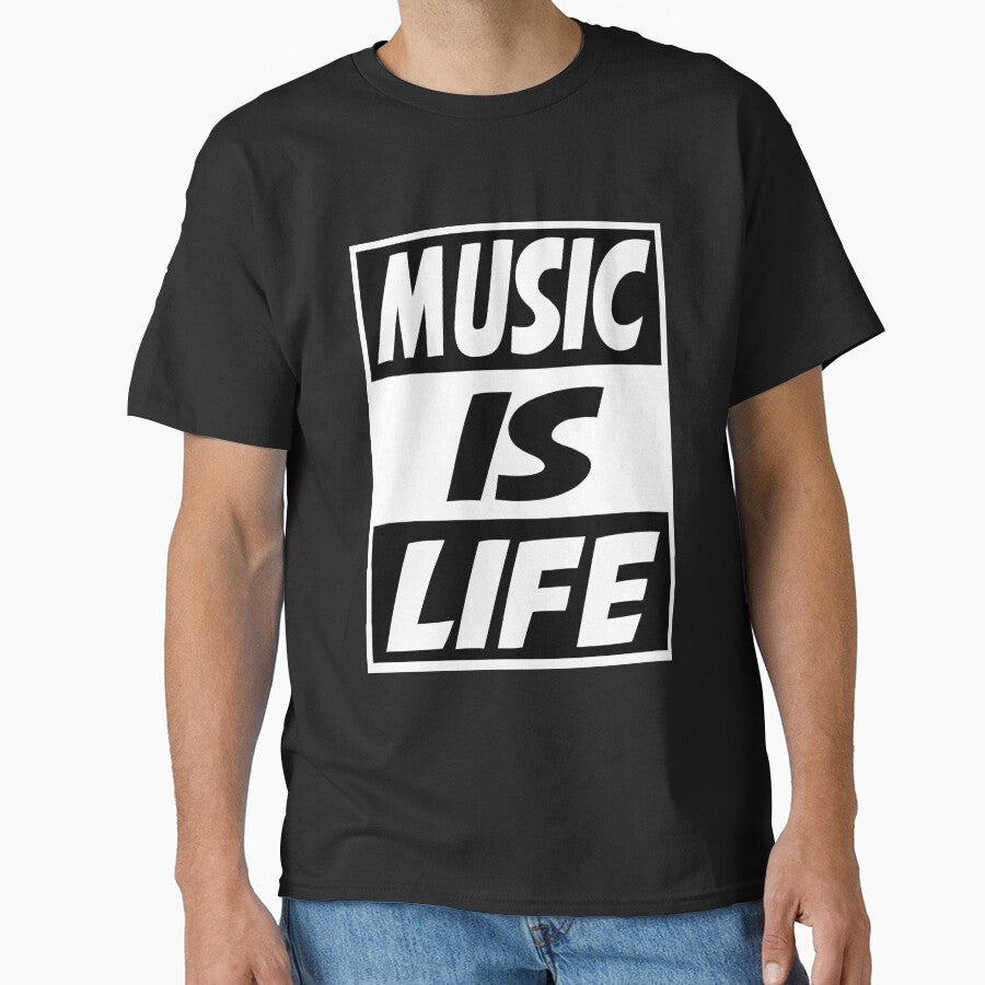 Music is life text by Fashimation20 T-Shirts, Hoodie, Sweatshirt | BlankRebels.com (Image 1)