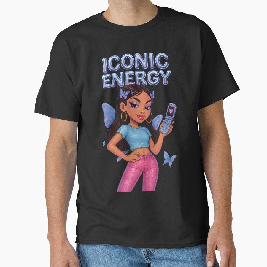 ICONIC ENERGY Y2K Aesthetic Girl with Glitter and Flip Phone by Mikeb233 T-Shirts, Hoodie, Sweatshirt (Image 1)