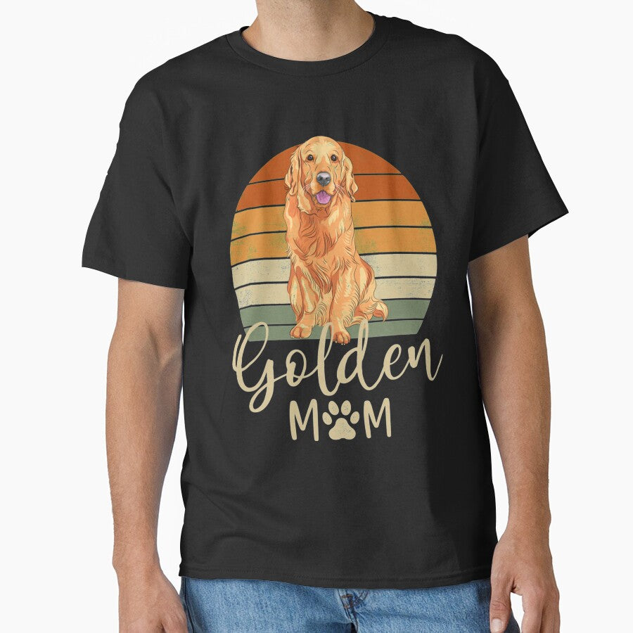 Golden Mom Retro Sunset Golden Retriever Dog Mama by Realmuto T-Shirts, Hoodie, Sweatshirt | BlankRebels.com (Image 1)