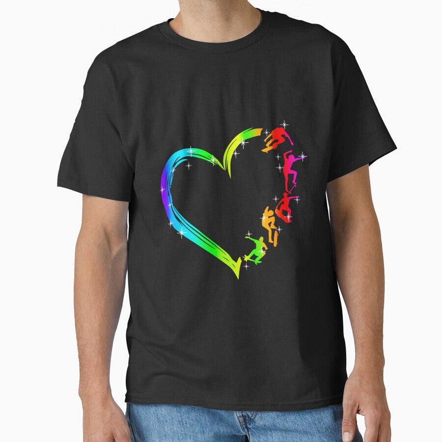 Gradient Heart Skateboarding T-Shirts, Hoodie, Sweatshirt