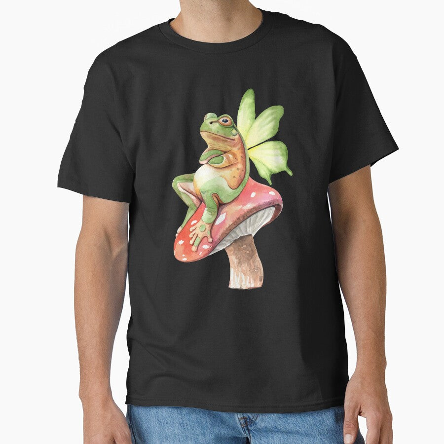 Cottagecore Frog Cute Fairy Frog On Mushroom by marybethmckim T-Shirts, Hoodie, Sweatshirt | BlankRebels.com (Image 1)