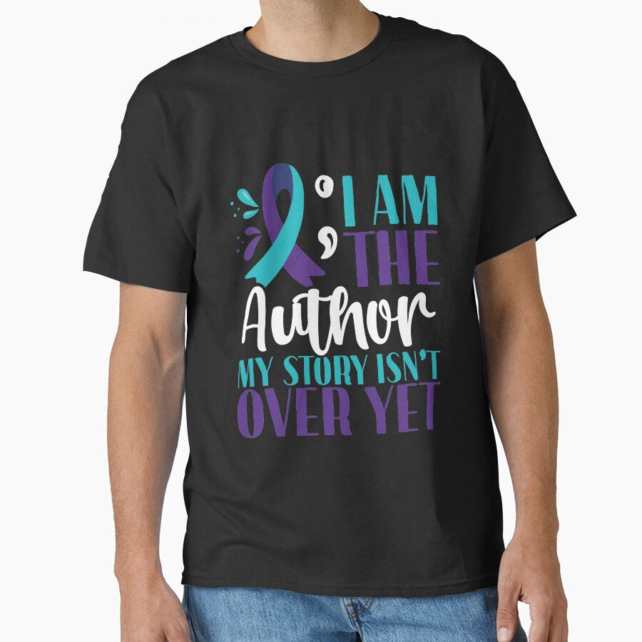 My Story Isnt Over Yet T-shirt Suicide Prevention T-shirt Purple and Blue Ribbon T-shirt by Maindy Hoodie,... (Image 1)