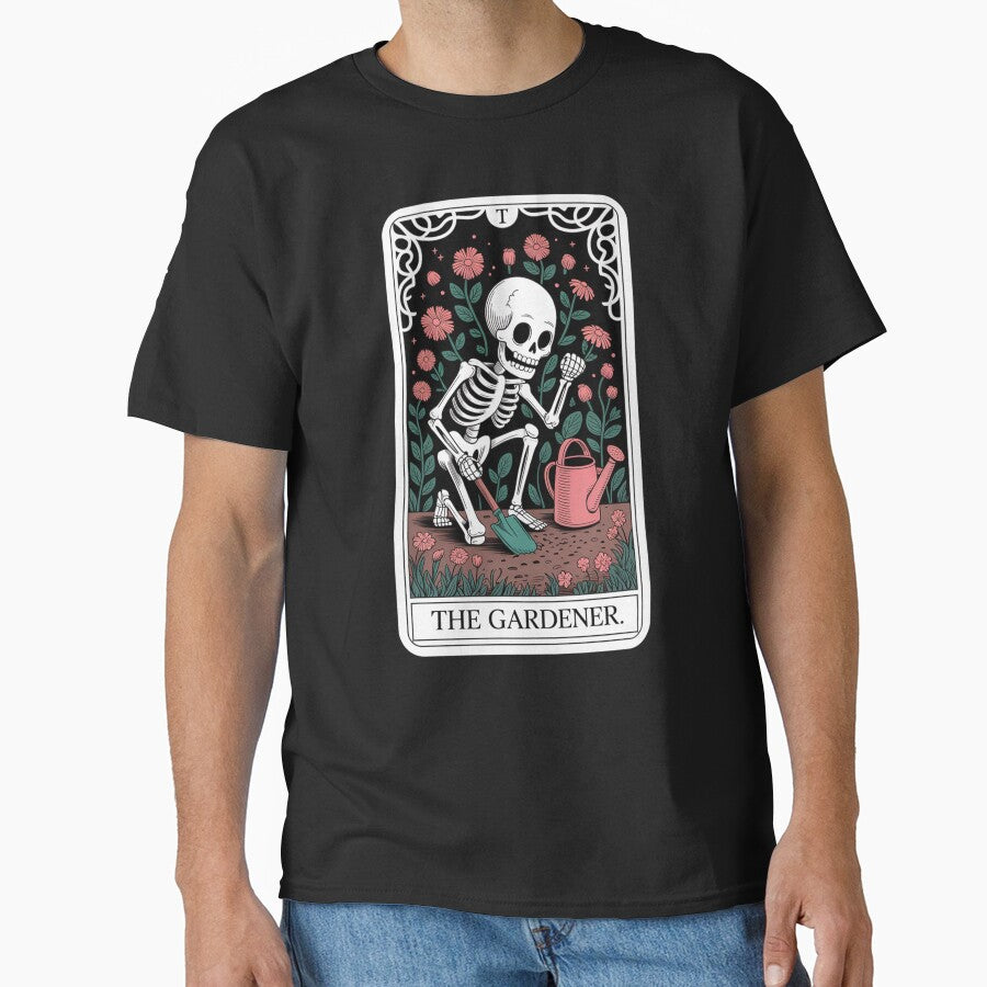 The Gardener Skeleton Watering Plants Tarot Card Design by Blok45 T-Shirts, Hoodie, Sweatshirt | BlankRebels.com (Image 1)